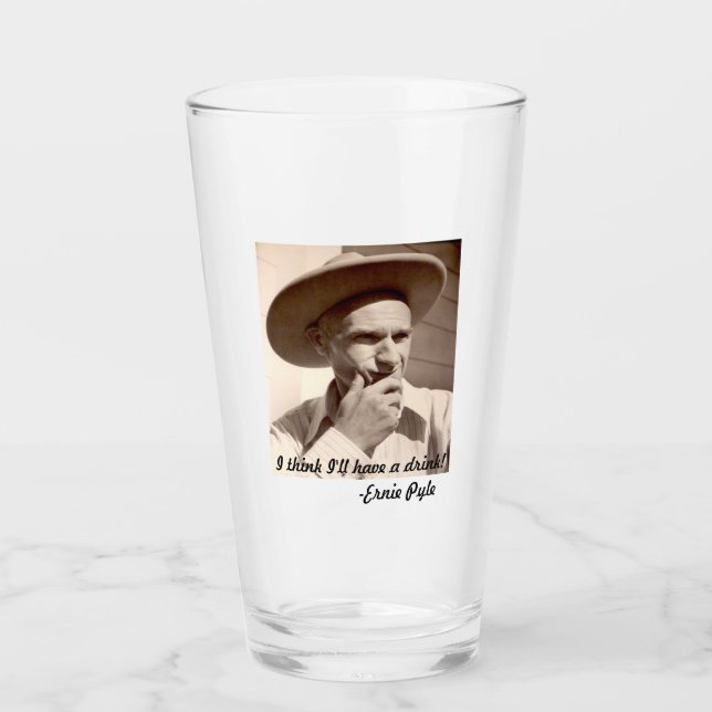 Pint Copo de bebida de vidro Ernie Pyle (Frente)
