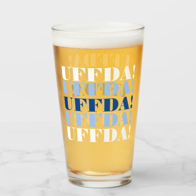 Pint Copo de Cerveja Azul e Branco Uffda (Frente (Preenchido))