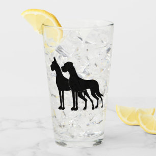 Pint Copo de cerveja com silhuetas de Great Dane