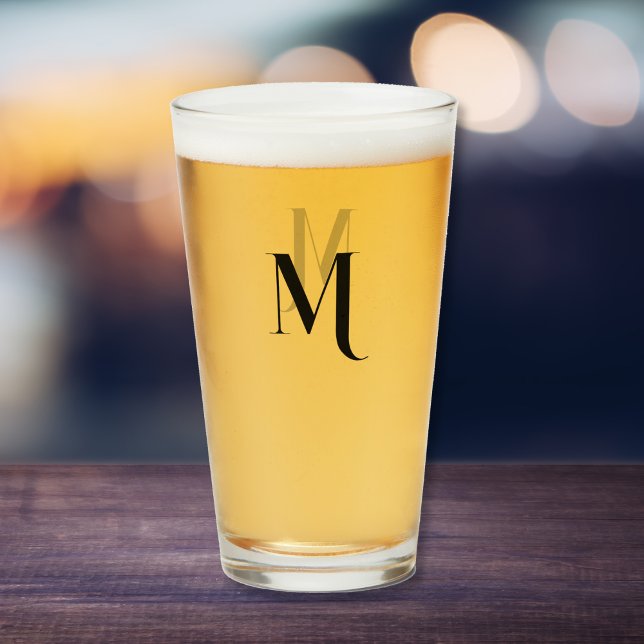 Pint Copo de Cerveja com Tipografia Moderna Personaliza (Custom Modern Typography Monogrammed Beer Glass)