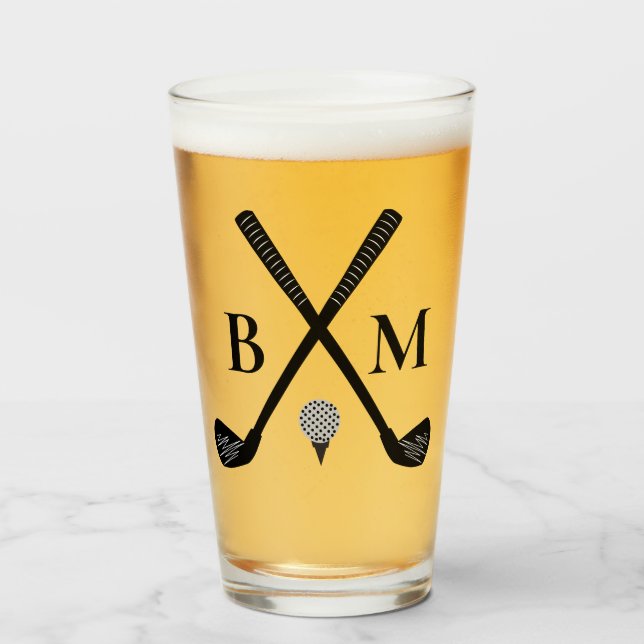 Pint Copo de Cerveja de Golfe com Inicial de Monograma  (Frente (Preenchido))