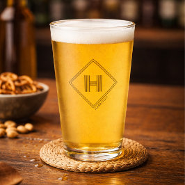 Pint Copo de Cerveja | Monograma Inicial Geométrico Mod