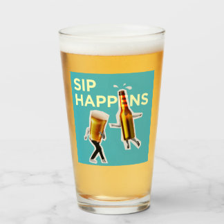 Pint Copo de cerveja "Sip Happens" excêntrico e alegre