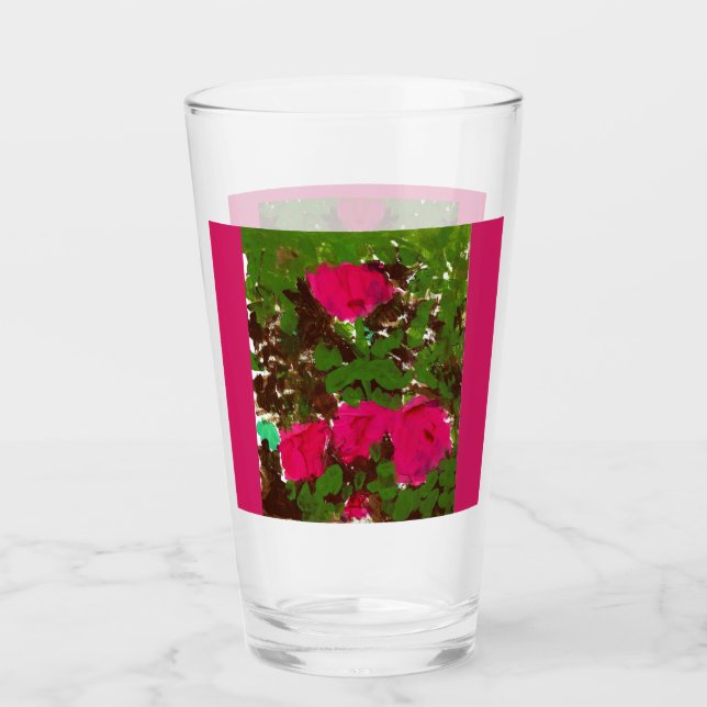 Pint Copo de Vidro Cama de Rosas (Frente)