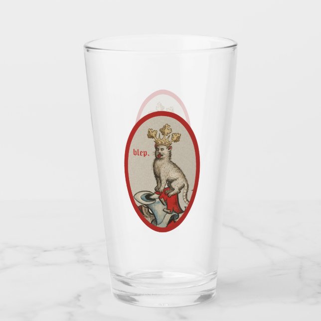 Pint Copo de Vidro de Gato "Blep" Medieval (Frente)