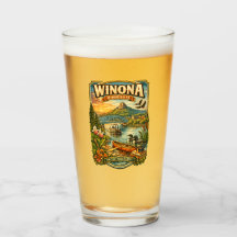 Copo de Vidro de Souvenir Único de Winona, MN Minn