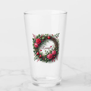 Pint Copo de Vidro Dia dos Namorados Amor Coroa de Rosa