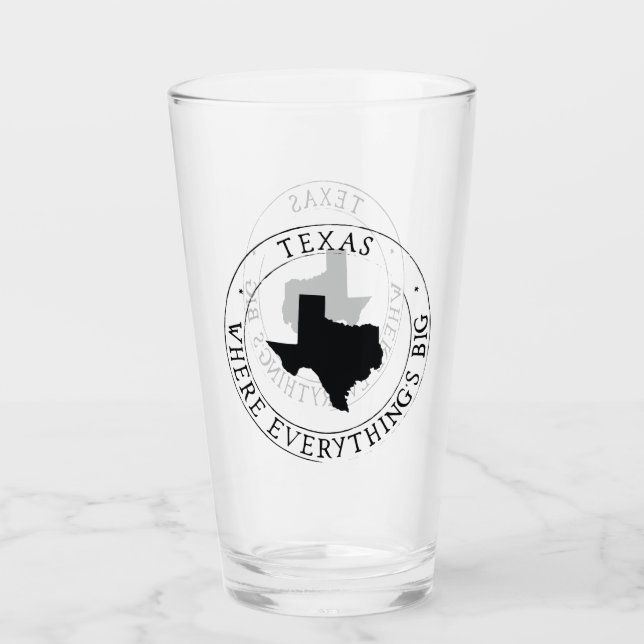 Pint Copo de Vidro do Estado do Texas (Frente)