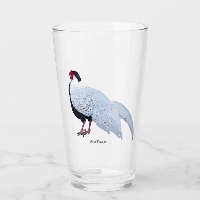 Pint Copo de Vidro do Faisão Prateado (Frente)