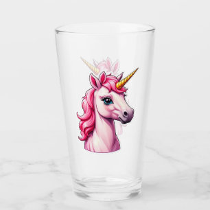 Pint Copo de Vidro Fantasia Unicórnio Rosa