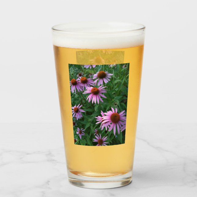Pint Copo de Vidro Flor de Cone Magenta (Frente (Preenchido))