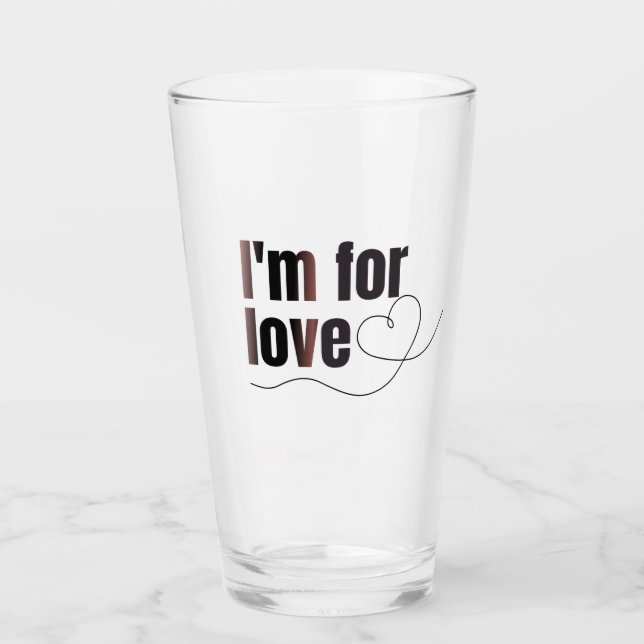 Pint Copo de vidro para o amor. Bela inscrição (Frente)