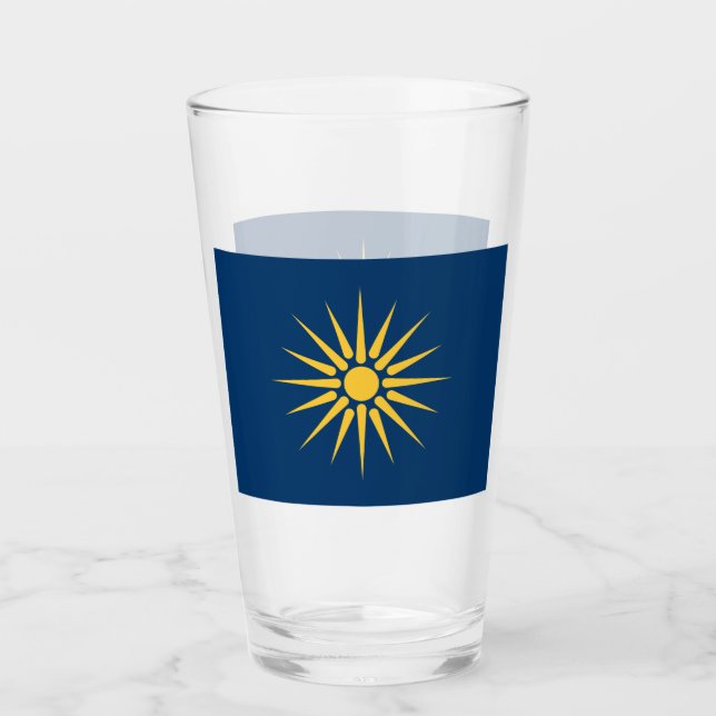 Pint Copo de vidro patriótico com a bandeira da Macedôn (Frente)