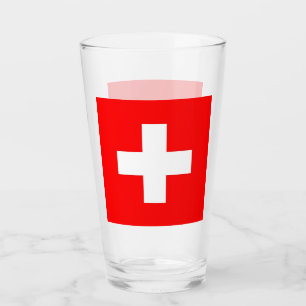 Pint Copo de vidro patriótico com a bandeira da suiça