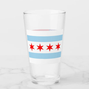 Pint Copo de vidro patriótico com a bandeira de Chicag