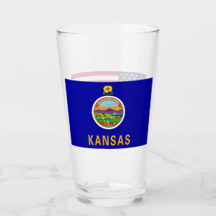 Pint Copo de vidro patriótico com a bandeira de Kansas