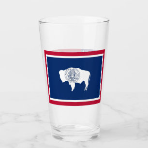 Pint Copo de vidro patriótico com a bandeira de Wyomin