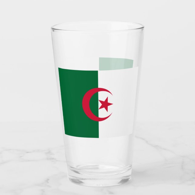 Pint Copo de vidro Patriótico com bandeira da Argélia (Frente)