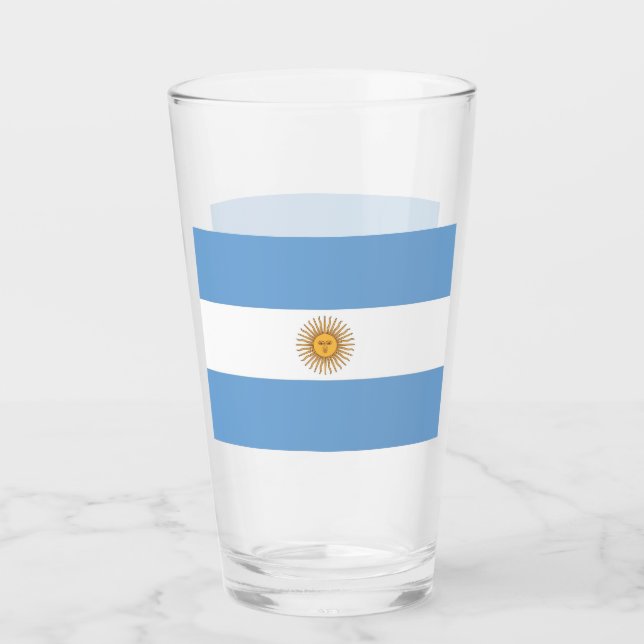 Pint Copo de vidro Patriótico com bandeira da Argentina (Frente)