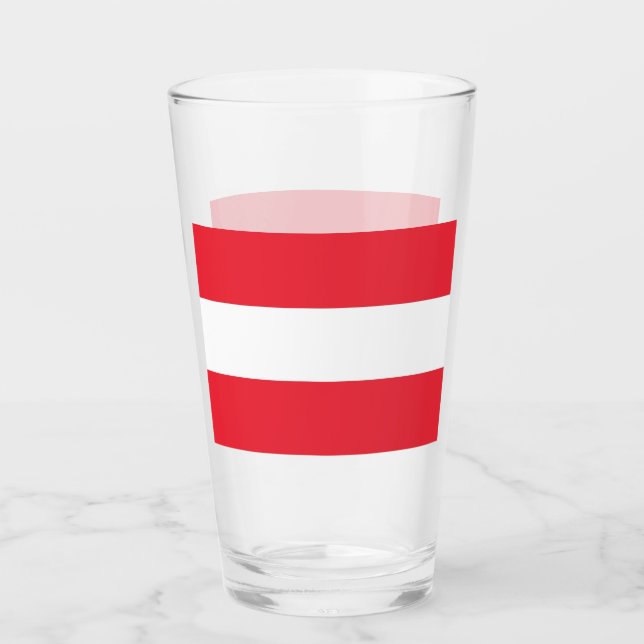Pint Copo de vidro Patriótico com bandeira da Áustria (Frente)