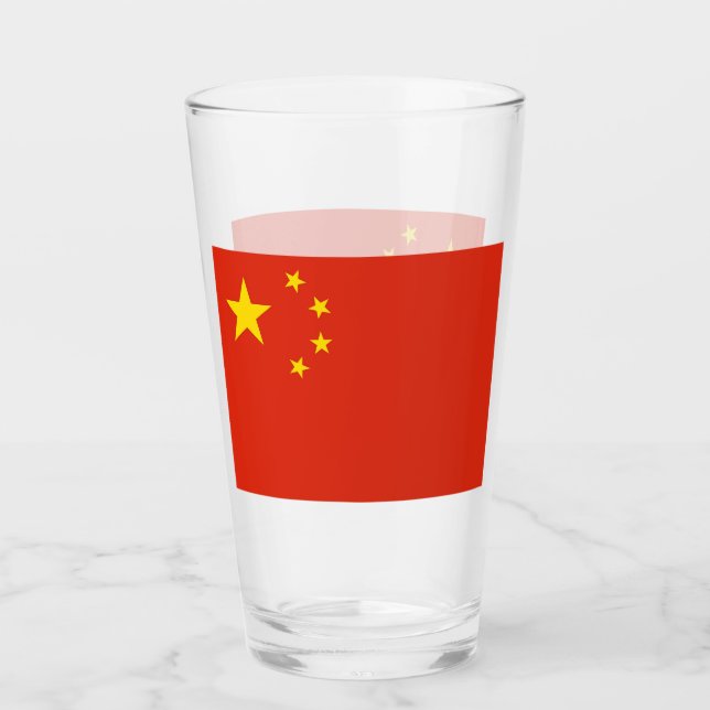Pint Copo de vidro Patriótico com bandeira da China (Frente)