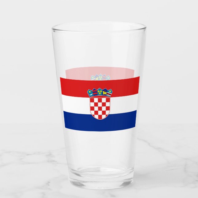 Pint Copo de vidro Patriótico com bandeira da Croácia (Frente)