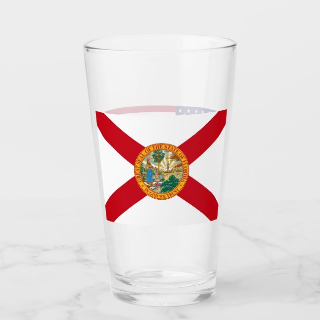 Pint Copo de vidro Patriótico com bandeira da Flórida (Frente)