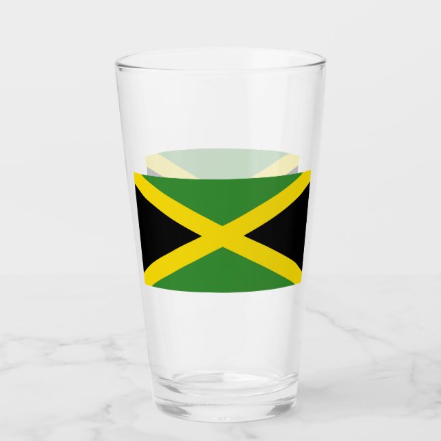 Pint Copo de vidro Patriótico com bandeira da Jamaica (Frente)