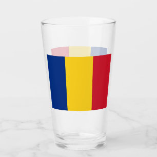 Pint Copo de vidro Patriótico com bandeira da Romênia