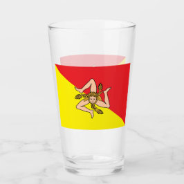 Pint Copo de vidro Patriótico com bandeira da Sicília, 