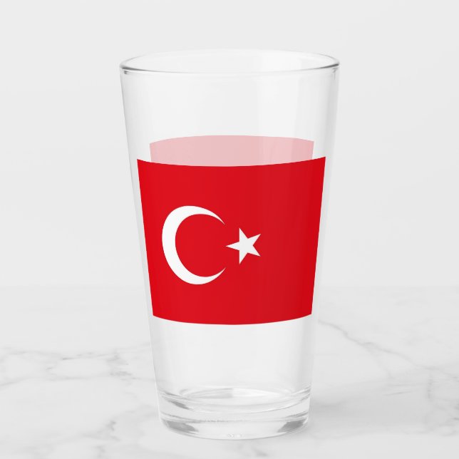 Pint Copo de vidro Patriótico com bandeira da Turquia (Frente)