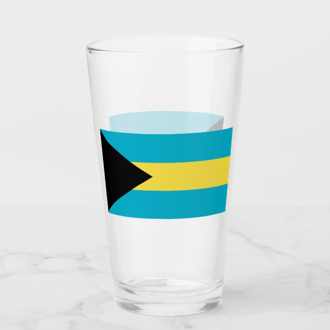 Pint Copo de vidro Patriótico com bandeira das Bahamas (Frente)