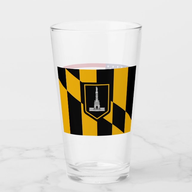 Pint Copo de vidro Patriótico com bandeira de Baltimore (Frente)