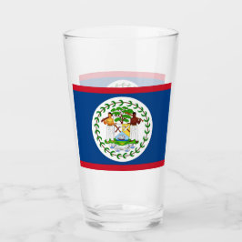 Pint Copo de vidro Patriótico com bandeira de Belize