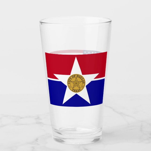 Pint Copo de vidro Patriótico com bandeira de Dallas (Frente)