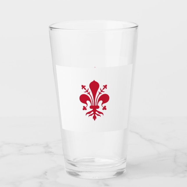 Pint Copo de vidro Patriótico com bandeira de Florença, (Frente)