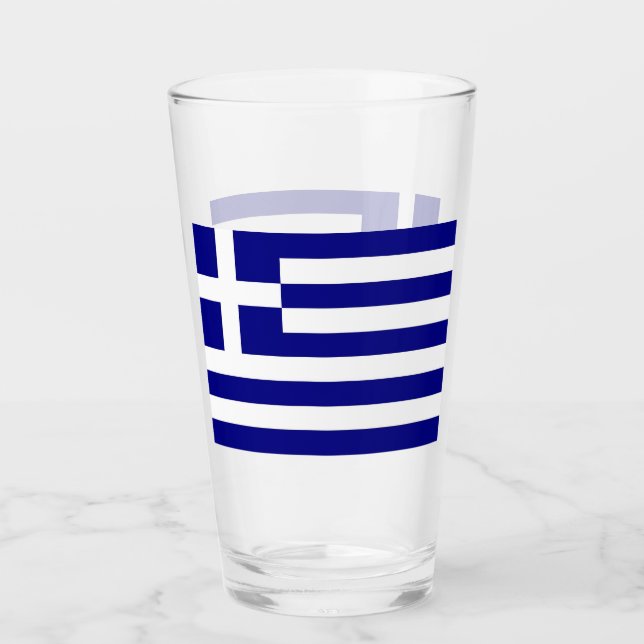 Pint Copo de vidro Patriótico com bandeira de Grécia (Frente)