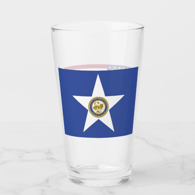 Pint Copo de vidro Patriótico com bandeira de Houston (Frente)