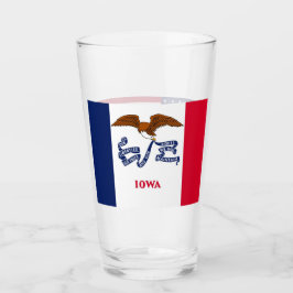 Pint Copo de vidro Patriótico com bandeira de Iowa