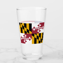 Pint Copo de vidro Patriótico com bandeira de Maryland