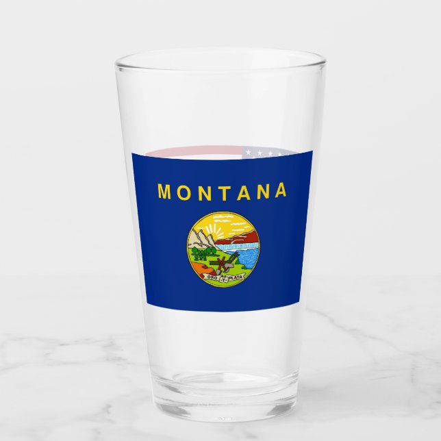 Pint Copo de vidro Patriótico com bandeira de Montana (Frente)