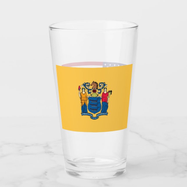 Pint Copo de vidro Patriótico com bandeira de Nova Jers (Frente)