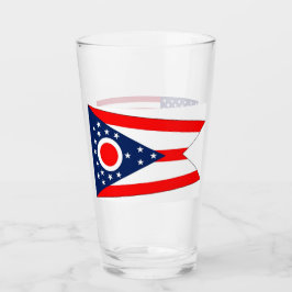 Pint Copo de vidro Patriótico com bandeira de Ohio