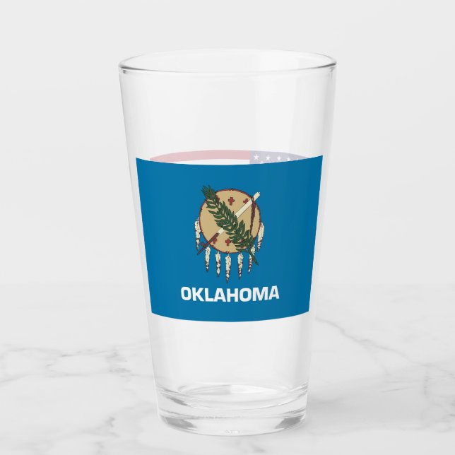 Pint Copo de vidro Patriótico com bandeira de Oklahoma (Frente)