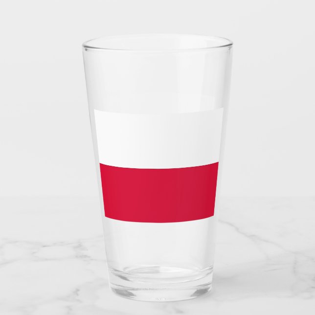 Pint Copo de vidro Patriótico com bandeira de Polônia (Frente)