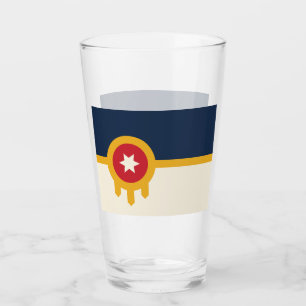 Pint Copo de vidro Patriótico com bandeira de Tulsa, Ok