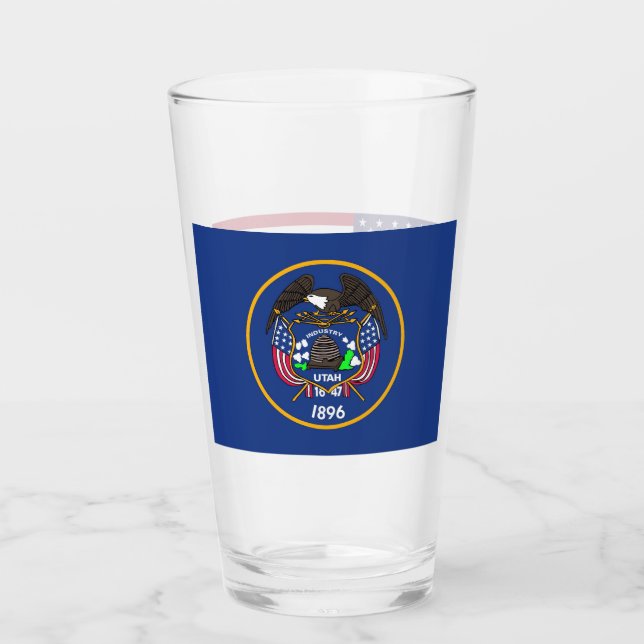 Pint Copo de vidro Patriótico com bandeira de Utah (Frente)