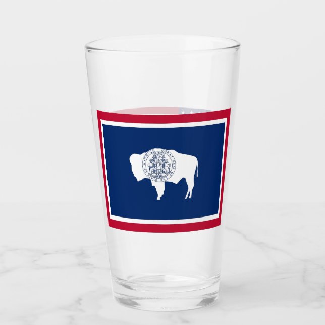 Pint Copo de vidro Patriótico com bandeira de Wyoming (Frente)