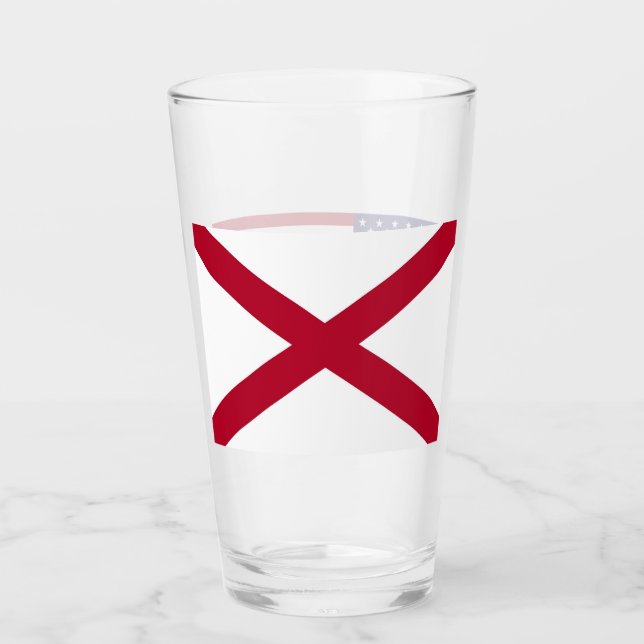 Pint Copo de vidro Patriótico com bandeira do Alabama,  (Frente)