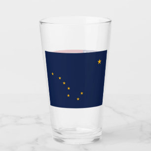 Pint Copo de vidro Patriótico com bandeira do Alasca, E